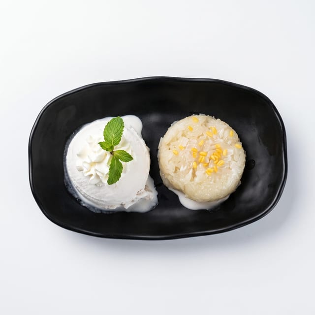 Sweet Sticky Rice w/Coconut Ice Cream.